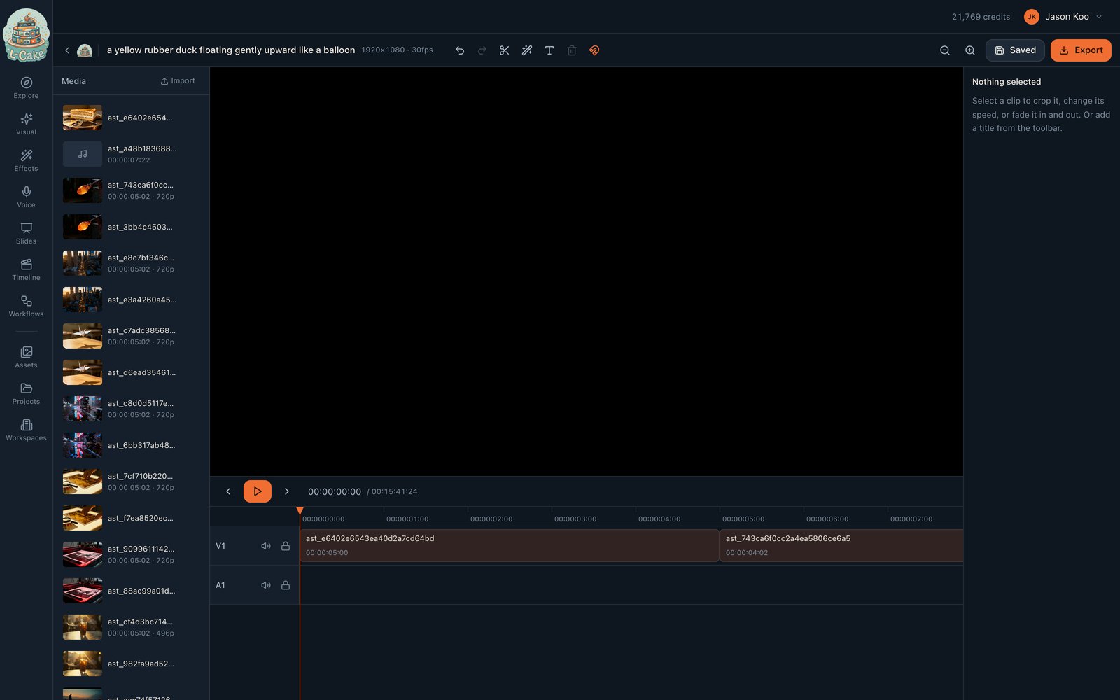 Cut it together and export a file — the L-Cake interface